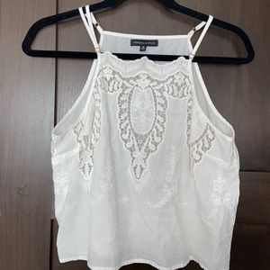 White floral design tank top